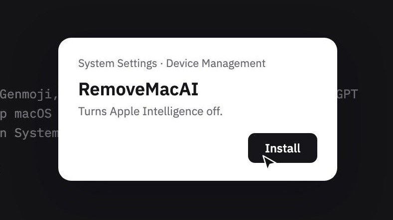 macOS 27のApple Intelligenceを止めて容量を空ける「RemoveMacAI」の関連画像